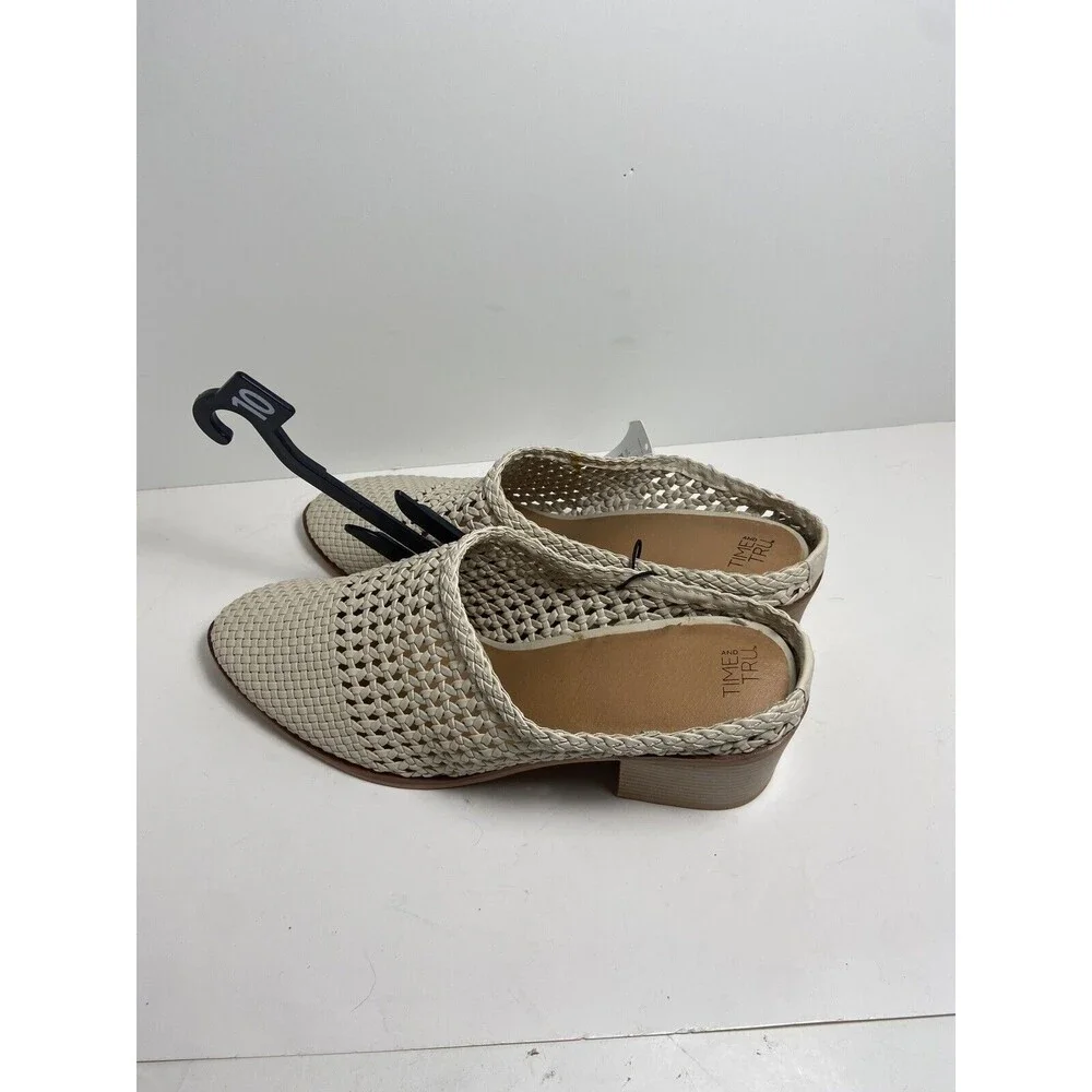 High Heel Slides Womens Size 10 Cream NWT Booties Woven Time and True